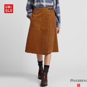 Uniqlo JW Women Corduroy Wrap Skirt 422148, Brown, Size M / 28"